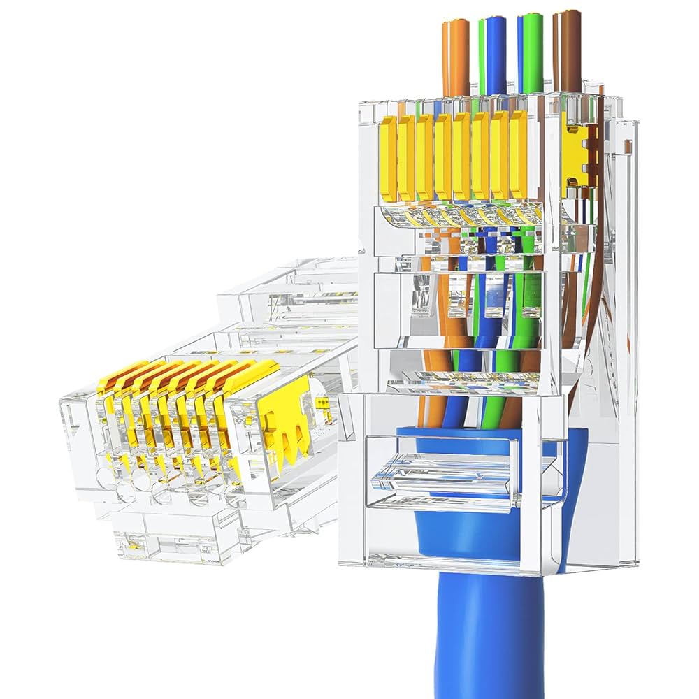 【ハム】Cat6変換コネクタ RJ-45コネクタの向きを上下左右90度変更できるL型変換アダプタを
